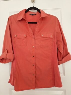 Zac & Rachel Top Coral Button Front Shirt